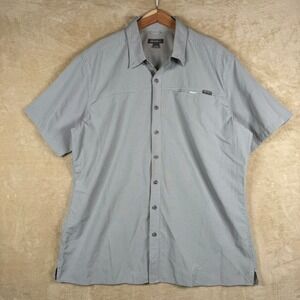 Eddie Bauer Mens TXL Short Sleeve Button‎ Up Lightweight Grey Gingham Hiking